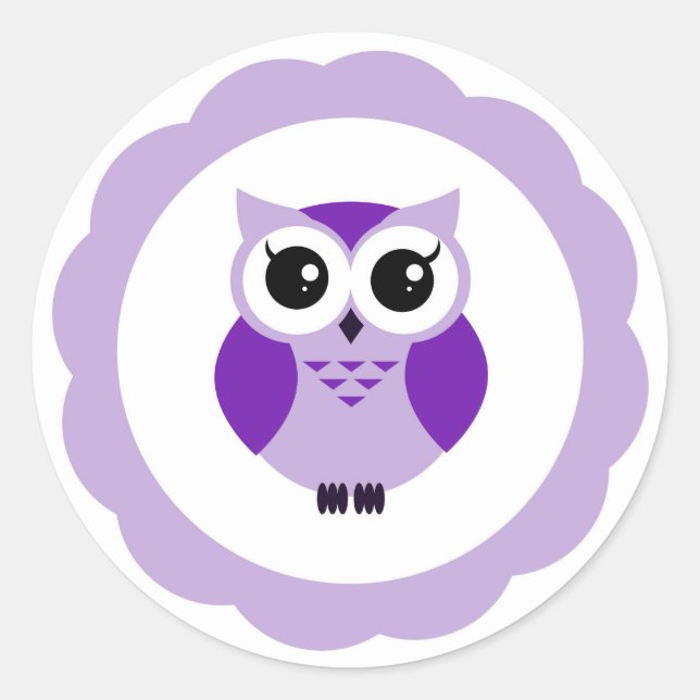 Sticker Rond hibou de dessin animé mauve (Devant)