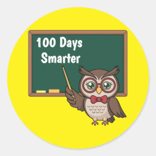 Sticker Rond Hibou intelligent personnalisé après 100 jours d'é