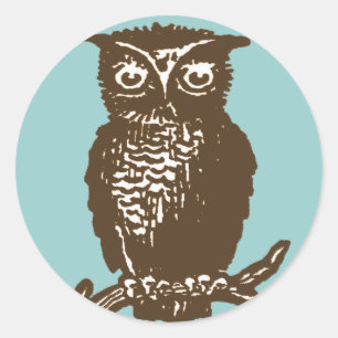 Sticker Rond Hibou mignon