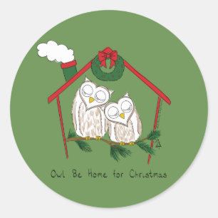 Sticker Rond Hibou Noël mignon Enfants