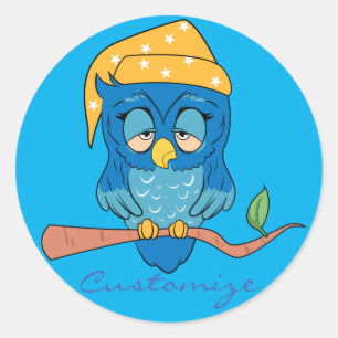 Sticker Rond Hibou somnolent Thunder_Cove