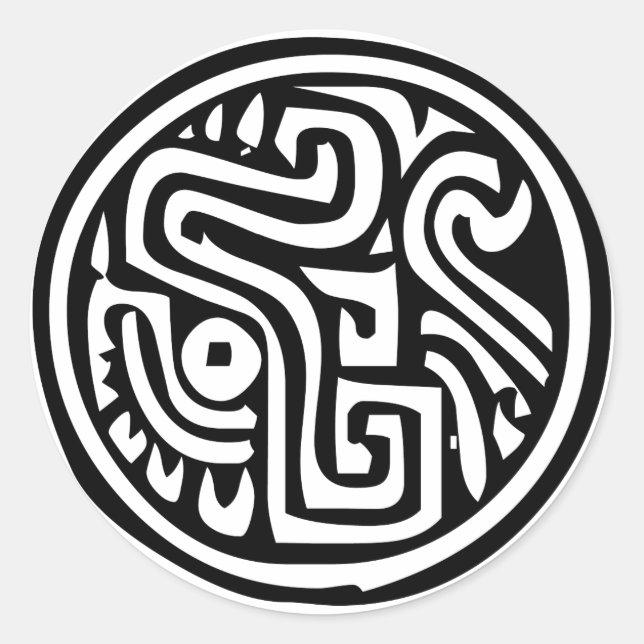Sticker Rond Hiéroglyphe mexicain(Maya) (Devant)