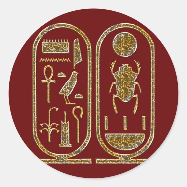 Sticker Rond Hiéroglyphes du roi Tut (Devant)
