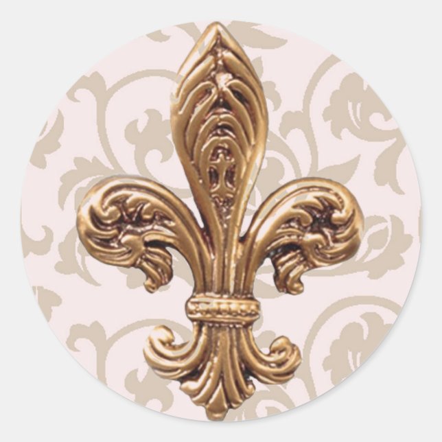 Sticker Rond HIGH LIFE Charm School rose scroll fleur de lis St (Devant)