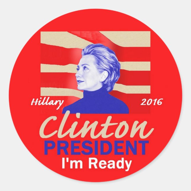 Sticker Rond Hillary CLINTON 2016 (Devant)