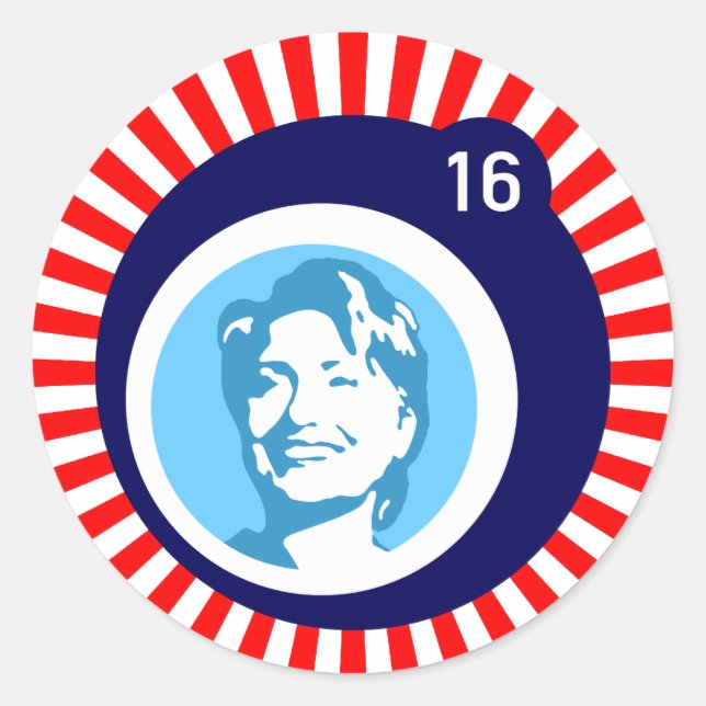 Sticker Rond hillary clinton bleuBubble rougeRays (Devant)