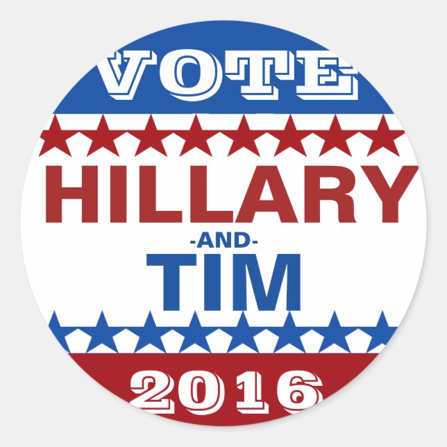 Sticker Rond Hillary Clinton et Tim Kaine 2016 (Devant)