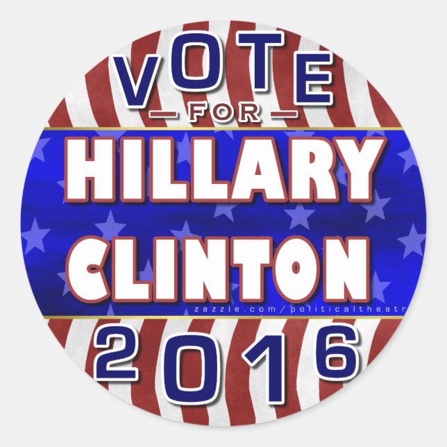 Sticker Rond Hillary Clinton Présidente démocrate des élections (Devant)