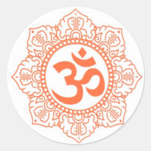 STICKER ROND HINDU - BOUDDHA SYMBOLES OM, OHM