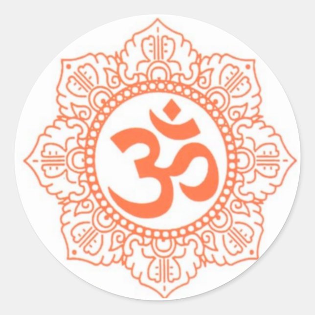 STICKER ROND HINDU - BOUDDHA SYMBOLES OM, OHM (Devant)