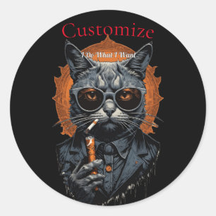 Sticker Rond Hip Cat cool Thunder_Cove
