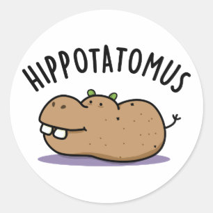 Sticker Rond Hip Potato-mus Funny Hippo Pun