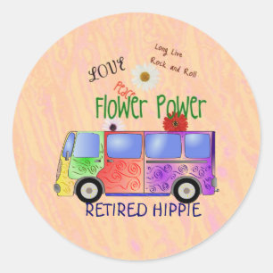 Sticker Rond Hippie à la retraite, conception super,