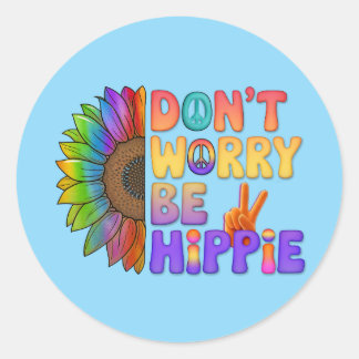 Sticker Rond Hippie de paix personnalisée Sloth