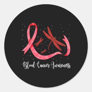 Sticker Rond Hippie Dragonfly Red Ribbon Sensibilisation au can