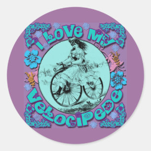 Sticker Rond Hippie Look I Love My Velocipede T-shirts, Mugs