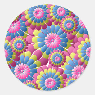 Sticker Rond Hippie psychédélique flower power