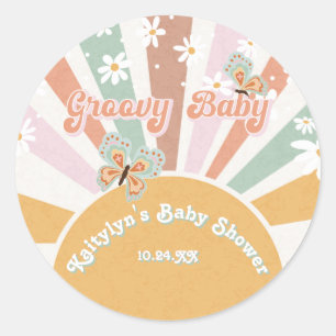 Sticker Rond Hippie Super Daisies Retro les années 70 Sunshine 