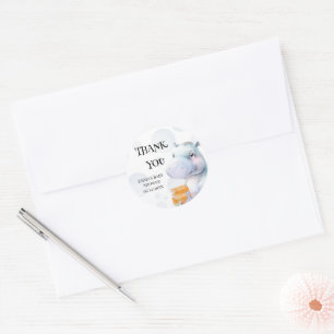 Sticker Rond Hippo Baby shower Favoriser