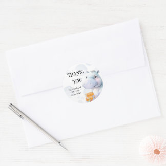 Sticker Rond Hippo Baby shower Favoriser