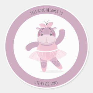 Sticker Rond Hippo Ballerina Ce livre appartient à Classic Roun