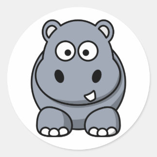Sticker Rond Hippo Cartoon mignon