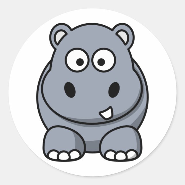 Sticker Rond Hippo Cartoon mignon (Devant)