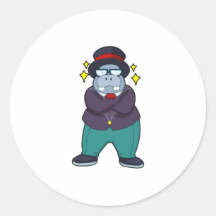 Sticker Rond Hippo en marié avec costume.PNG