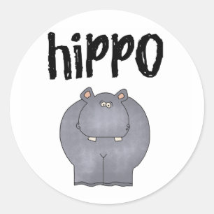 Sticker Rond Hippo gris