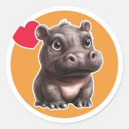 Sticker Rond Hippo mignon