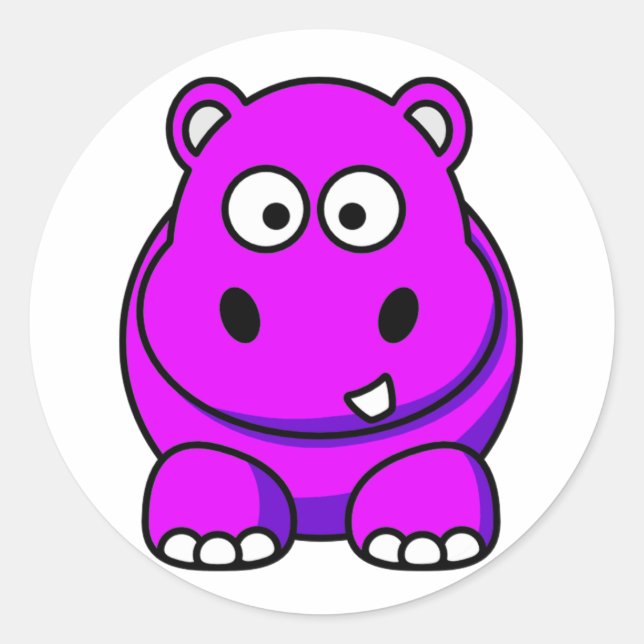 Sticker Rond Hippo rose (Devant)