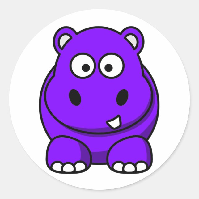 Sticker Rond Hippo violet (Devant)