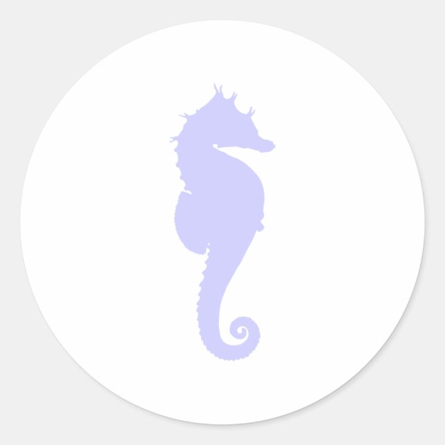 Sticker Rond Hippocampe bleu et blanc (Devant)