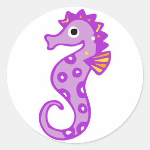 Sticker Rond Hippocampe pourpre