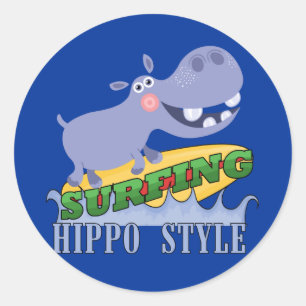 Sticker Rond Hippopotame