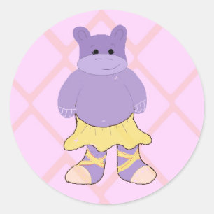 Sticker Rond Hippopotame ballerine