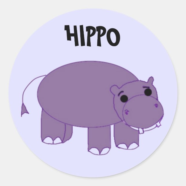 Sticker Rond Hippopotame violet (Devant)