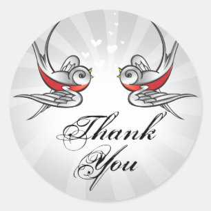 Sticker Rond Hirondelles de tatouage et Merci urbain de défilem