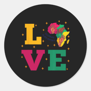 Sticker Rond Histoire Noire Mois Amour Carte Africaine Femmes H