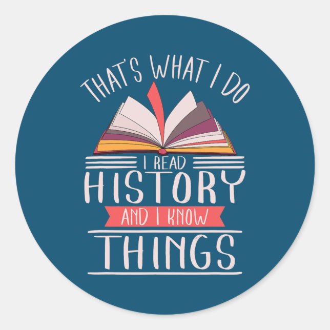 Sticker Rond Historien de l'enseignant Historien Nerd (Devant)