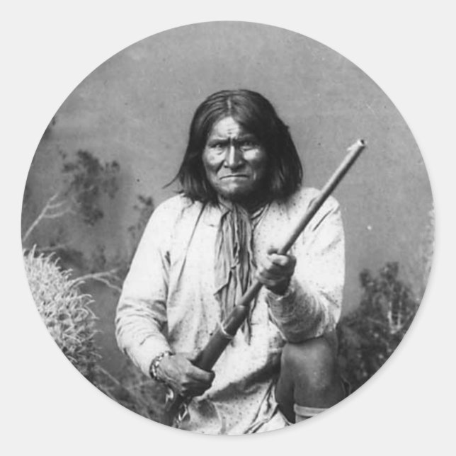 Sticker Rond Historique Iconique Amérindien Geronimo (Devant)