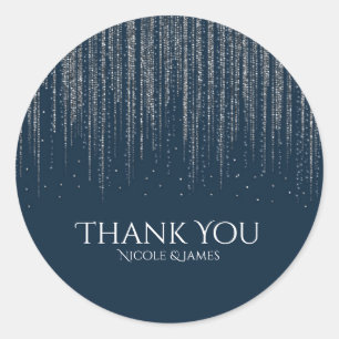 Sticker Rond Hiver Bleu et Argent Éclairage de glace Mariage