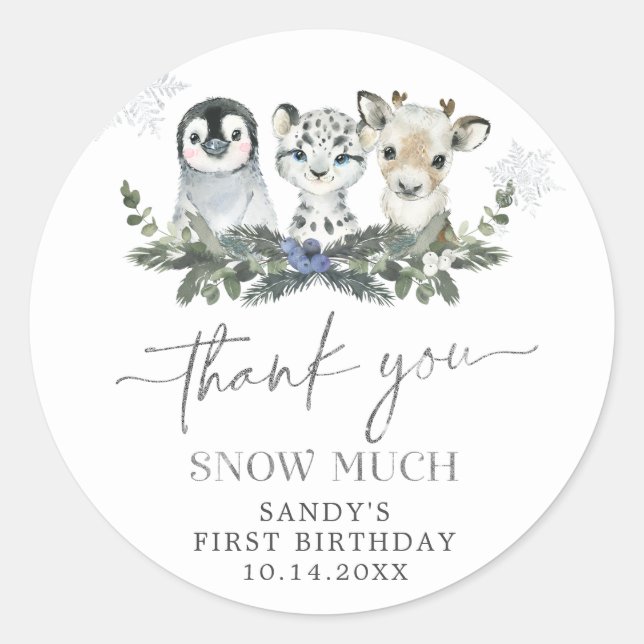 Sticker Rond Hiver de l'Arctique Anniversaire Merci (Devant)