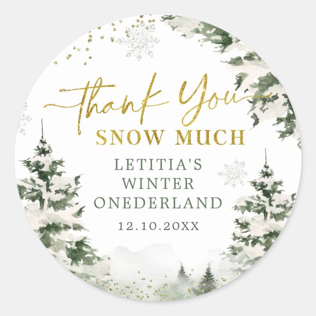 Sticker Rond Hiver Forêt des Onederland Premier anniversaire Me (Devant)