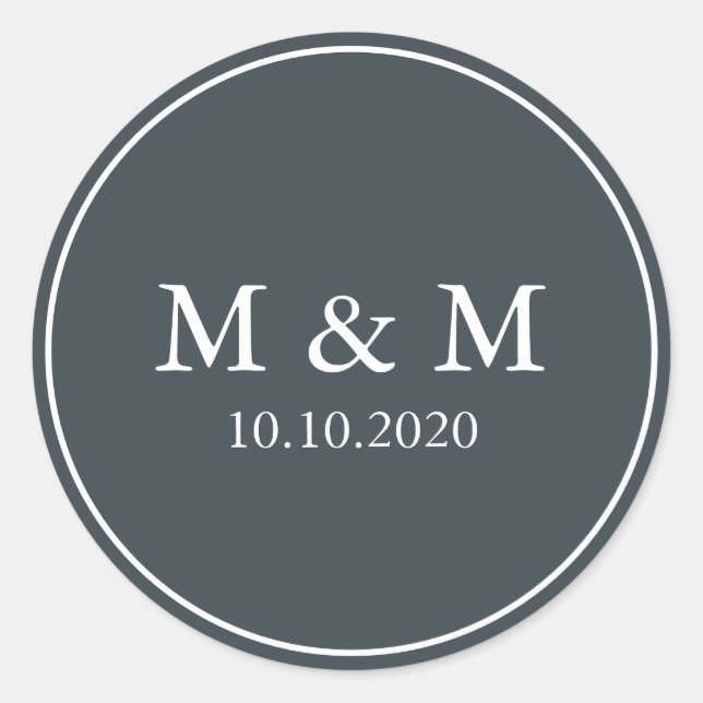 Sticker Rond Hiver mystique | Monogramme classique Mariage (Devant)