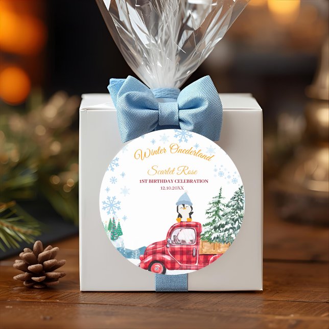 Sticker Rond hiver onederland 1er anniversaire invitations (Créateur téléchargé)