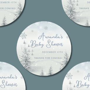 Sticker Rond Hiver Son Merci Froid À L'Extérieur Du Baby shower