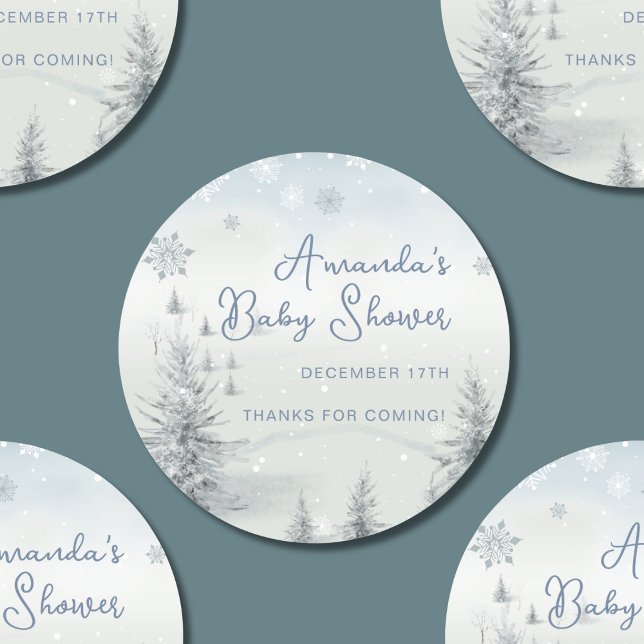 Sticker Rond Hiver Son Merci Froid À L'Extérieur Du Baby shower (Créateur téléchargé)