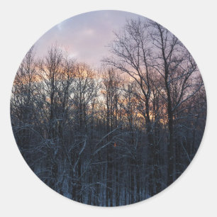 Sticker Rond Hiver Sunrise I Pastel Paysage naturel