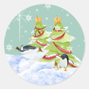 Sticker Rond Hiver Whimsy mignon ours polaire Baby dans l'étoil